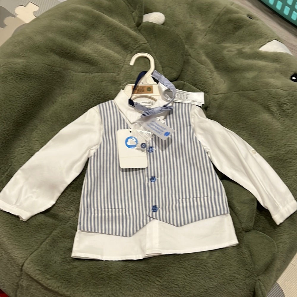 Mayoral 12m dress shirt and bow tie boy